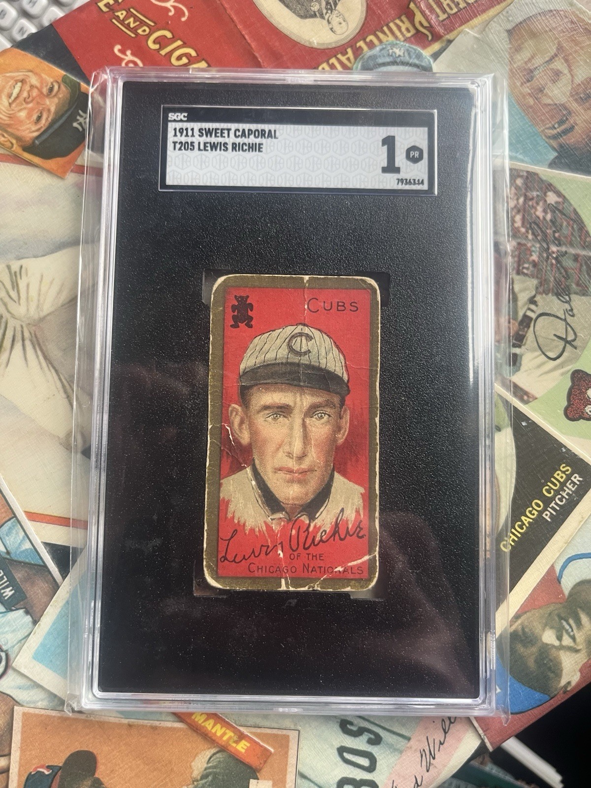 1911 T205 GOLD BORDER LEWIS RICHIE SGC 1 Chicago Cubs