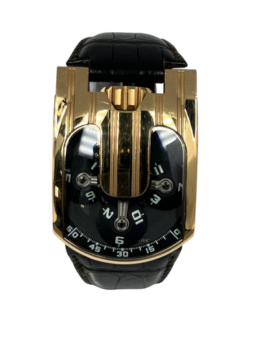Urwerk UR-103 Black Dial 18k Rose Gold Mens Watch, UR103.09