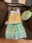 Ruffle Butts Rugged Boys 3 Pc Set Shorts Vest  Newsboys Hat Sz 18 24m Church New — photo 1