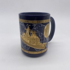 USS Vicksburg Cobalt Blue Gold Ceramic Coffee Cup Mug