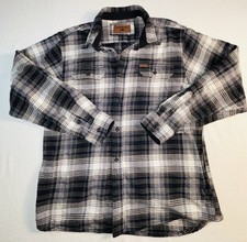 OrvIs Men s XL Heavy Flannel Button Up Shirt Blue Plaid 100 Cotton Pockets