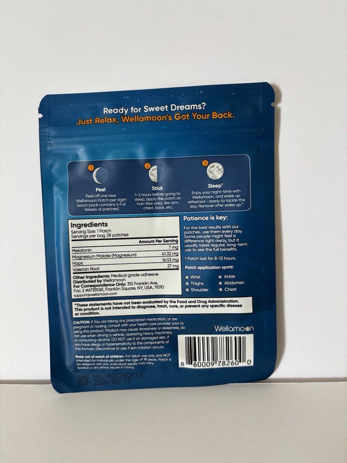 Wellamoon Sleep Support Patches 28 Patches NEW SEALED-Exp 9/17/26