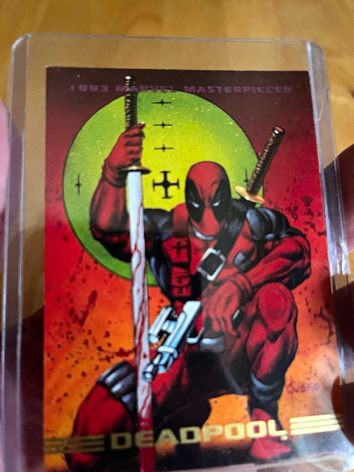 Red Insett SkyBox 1993 Marvel Masterpieces Deadpool Insert Non-Sport Trading Card ...