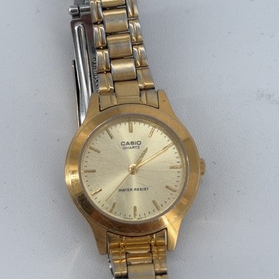 Casio Watch Womens Gold Tone LTP-1128 Quartz Japan Water Resist