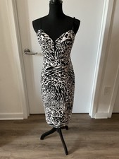 NWT Sergio Hudson X Target Animal Print Bustier Midi Dress Black Cream Sz M