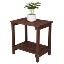 Outdoor Wooden Side End Table Patio Coffee Bistro Garden Furniture Rectangular