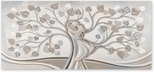 - Quadro Moderno Su Tela Canvas DEEP 65X143 Cm ALBERO ABBRACCIO MIX, Tela Cotone