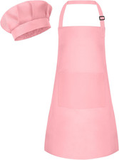 Kids Apron and Chef Hat Set Children Apron Adjustable with 2 Pockets Children