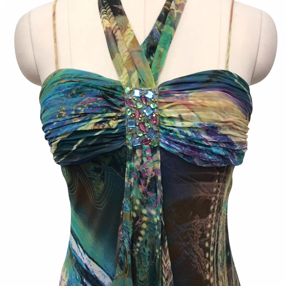 Vestido sin Mangas De Colección Años 90’s Y2K Fairycore Estrás’s Gasa Asimétrico Para Mujer’s Talla 6 Foto 2 de 4