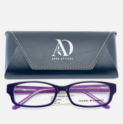 HARD CANDY HC04 DPUR Purple Womens Rectangle Full Rim Eyeglasses 53-16-135 B:30