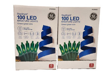 GE StayBright 100 LED Green Miniature Lights with Green Wire - Lot of 2