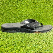 Reef Fanning Mens Size 12 Black Beach Walking Outdoor Flip Flop Thong Sandals