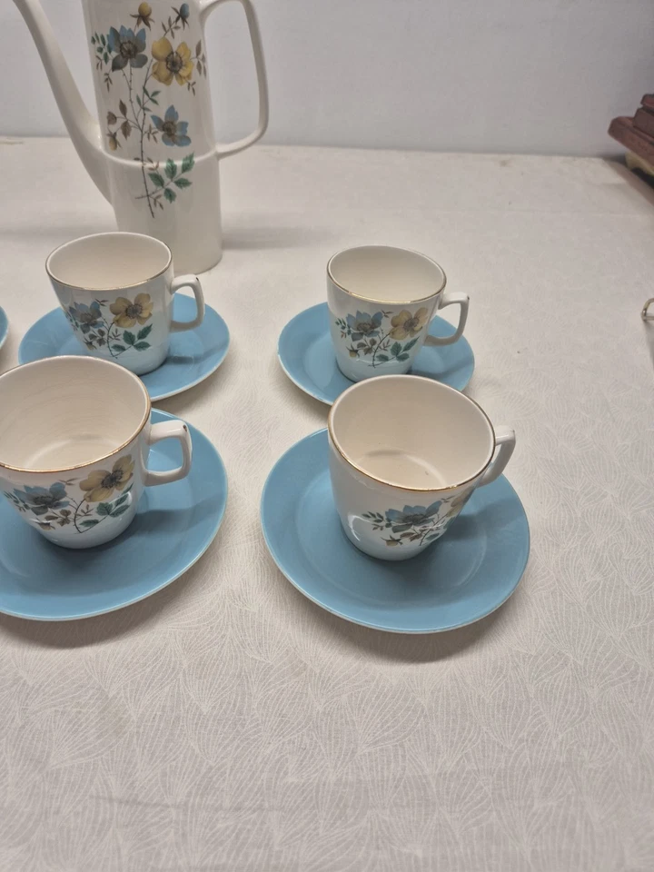 Empire Porcelain Staffordshire Coffee Pot With 6 Cups Saucer Creamer Floral - image 4 of 4