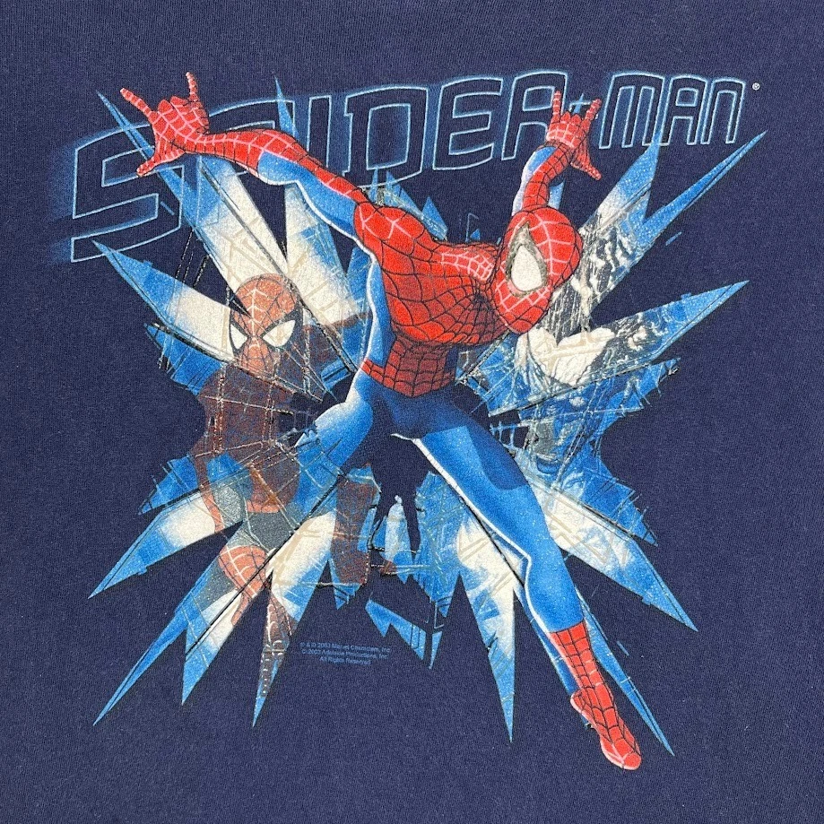 Vintage Spider-Man Youth S Navy Graphic T-Shirt Marvel Comic Tee - Image 3 of 4