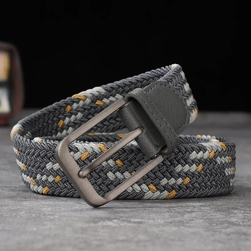 Non-perforated, non-perforated, men's and women's woven belts, elastic image 3