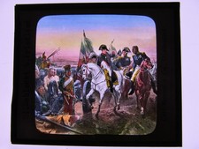 Napoleon Schlacht Friedland  Historisches handkoloriertes gro&szlig;es Farbglas Dia