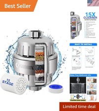 NSF Certified Shower Filter - 15-Stage Hard Water Filter for Healthy Skin Hair