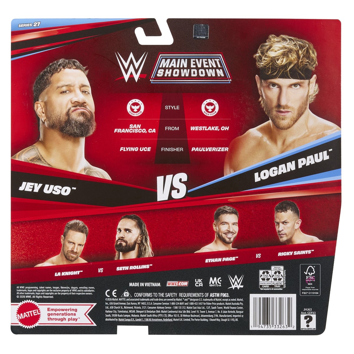 Jey Uso & Logan Paul - WWE Main Event 2-Packs 27 Toy Wrestling