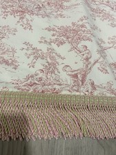 French toile curtain valance with fringe French Country 102 L X 29