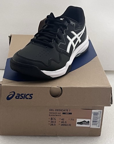 ASICS Men’s Size 8 1/2 Gel-Dedicate 7 Black/White Athletic Shoes NEW