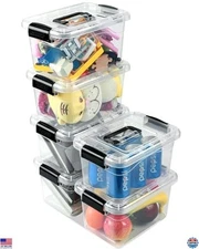 Clear Plastic Storage Bins with Lids - Set of 6, 7 Quart Stackable Organizers