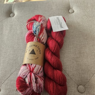 Luxury Yarn Bundle MadelineTosh Pashmina Alpaca Cloud Red Hand Dyed Shawl Set