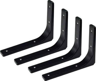 4 Stück Schwerlast Regalwinkel, L Form rechtwinklig Winkel (schwarz, 200 mm x 150 mm)
