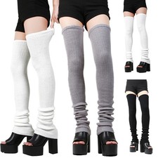 Women Winter Long Warm Leg Warmers Knitted Crochet Thigh High Long Stirrup Sock