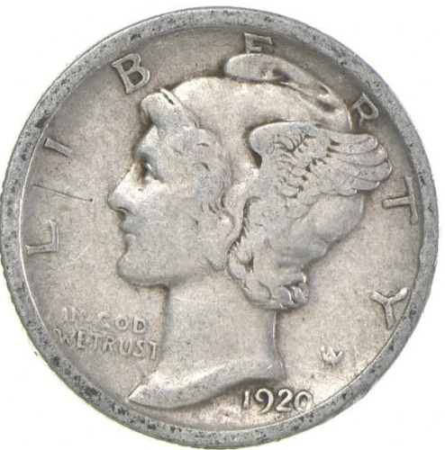 1920 P Mercury 90% SILVER Dime G-VG Average Circulated Condition