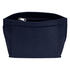 Purse Organizer Insert, Small Felt Handbag Organizer with Zipper, Navy Blue