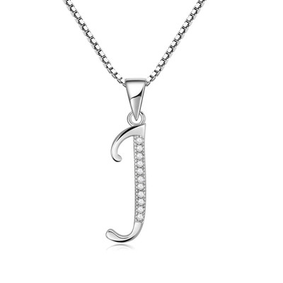 Silver 925 'J' Initial w/Chain - Colgante de plata de ley 925 inicial J