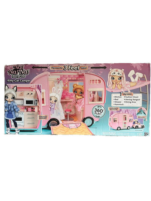 Na! Na! Na! Surprise Pink Soft Plush Convertible Car + Kitty Cat Camper + Dolls