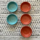 Vintage Fiestaware 5 1/2" Fruit Bowl Set Turquoise Blue Fire Orange Red