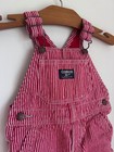 Oshkosh B'gosh Baby Red Striped lined Vestbak Bib Overalls Size 18 M
