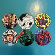 Lot of 6 - X-Men Pogs - 1995 AOA Magneto Senyaka Warstar Iceman Spiral Cyclops