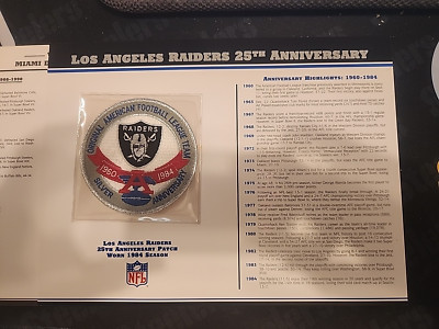 LOS ANGELES RAIDERS 25TH ANNIVERSARY GAME WORN PATCH STAT CARD WILLABEE WARD 84
