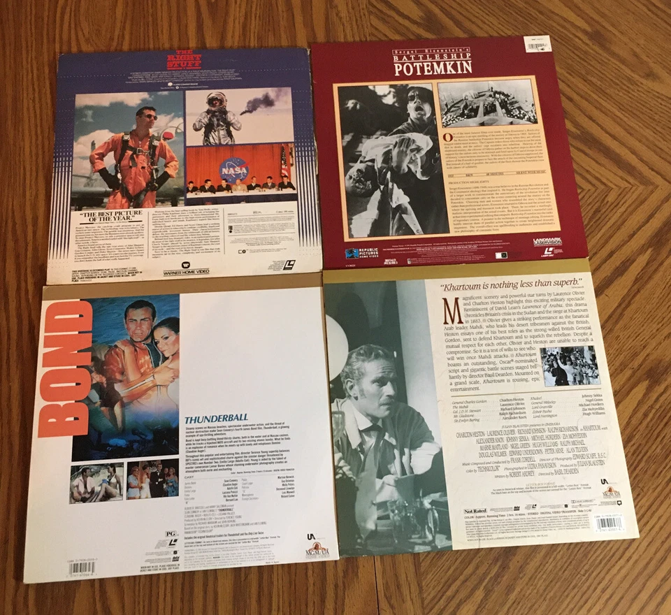 Laserdisc Lot Of 4 Vintage LDs Thunderball Khartoum The Right Stuff Potemkin - Image 2 of 4