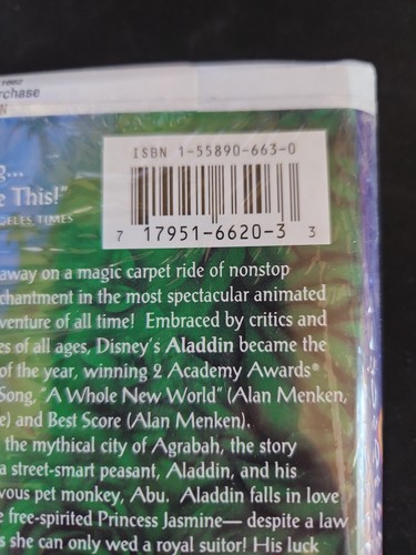 Aladdin (VHS 1662) Walt Disney Classic Black Diamond VHS Tape - Rare - SEALED - Picture 6 of 6