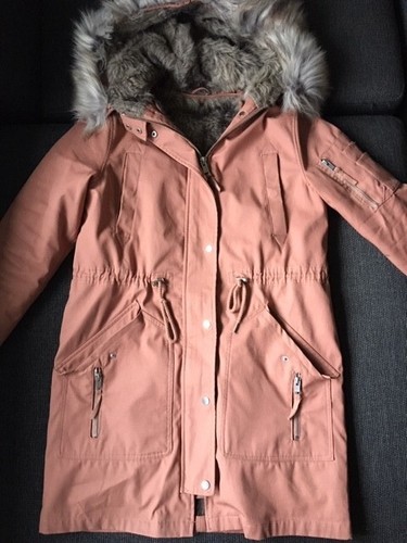 Asos Parka mit Kapuze und Fellimitat altrosa Gr. 38