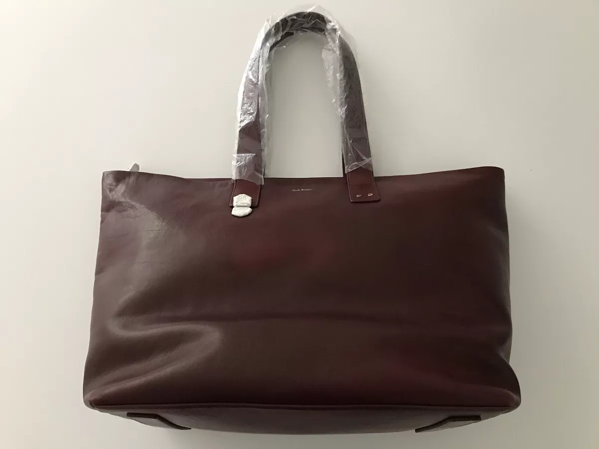 PAUL SMITH MEN’S BORDEAUX LEATHER LARGE TOTE TRAVEL BAG NWT RRP £695