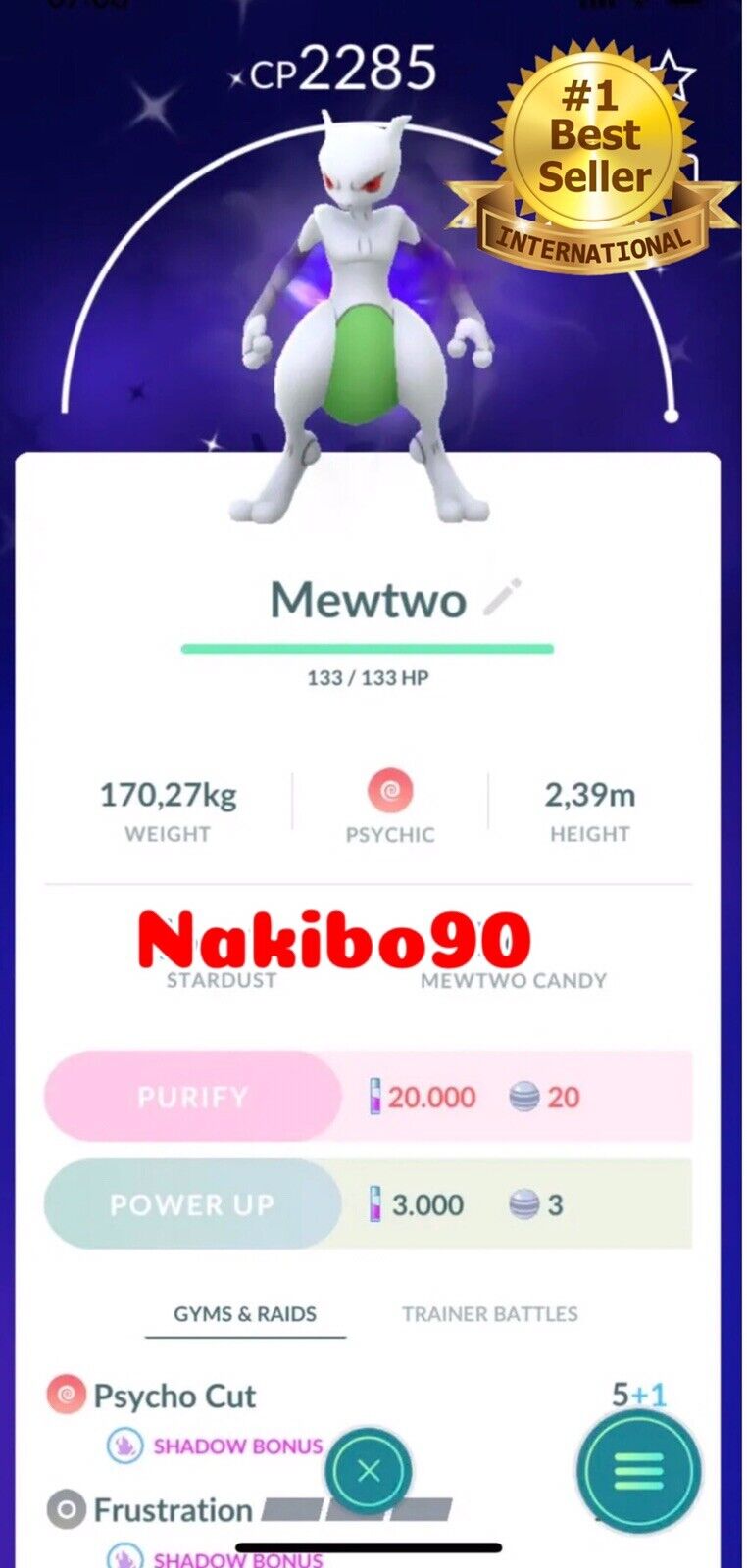 Shiny Shadow Mewtwo Pokemon Trade Go