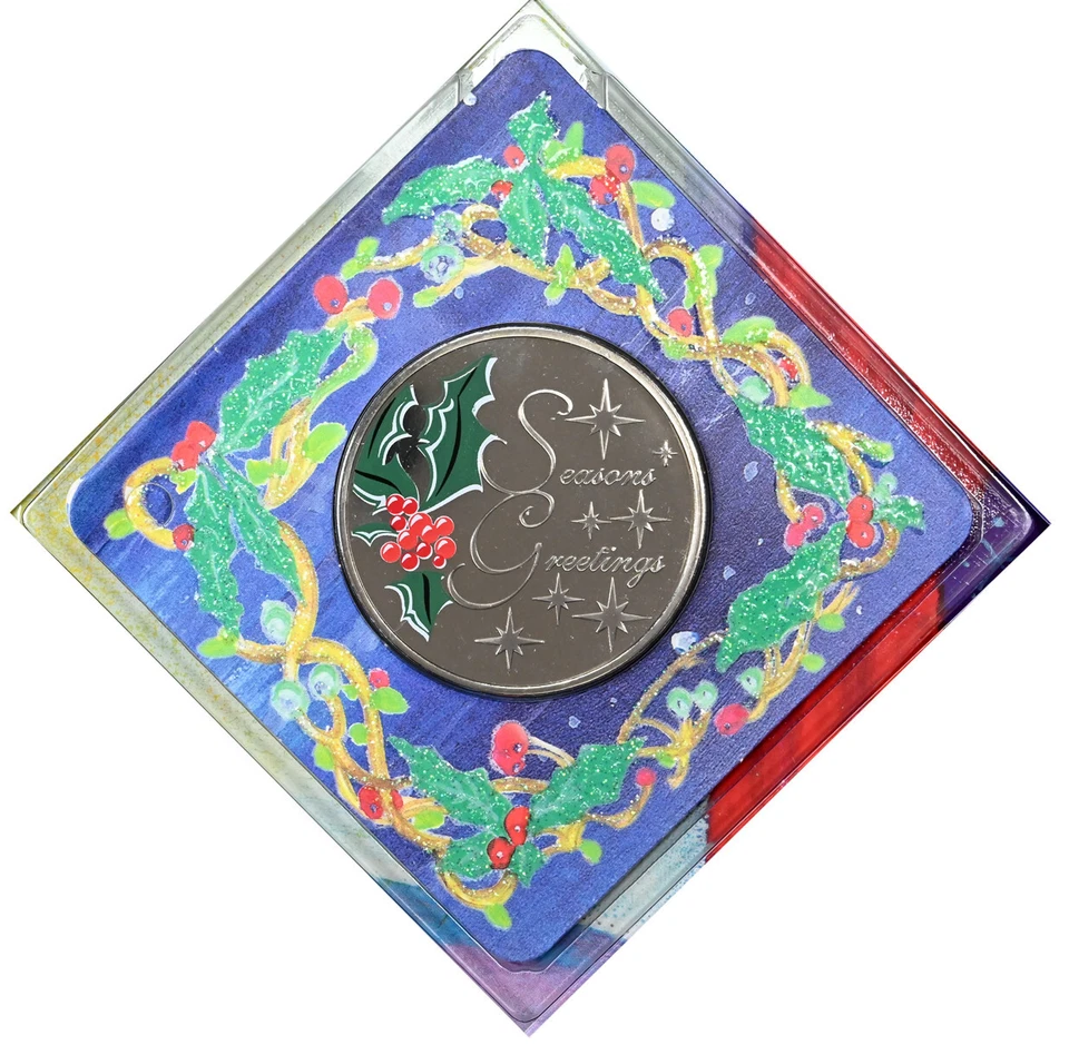 UK Great Britain 2005 CHRISTMAS Set Royal Mint 8 Coins + Coloured Xmas Medallion - Image 4 of 4