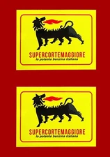 AGIP Supercorte Gas/Petrol Italian , Vinyl Sticker Pair