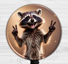 Raccoon Badge Holder, Forest Animal Badge Reel, ID Retractable 6596