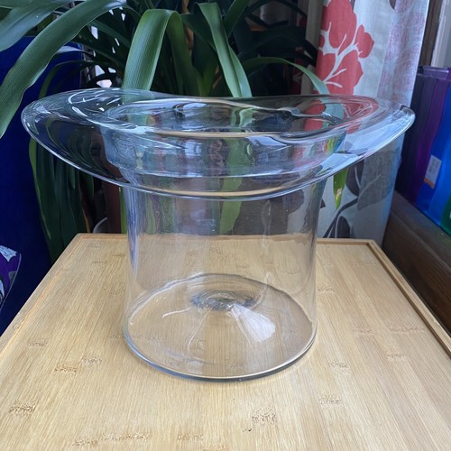 BLENKO 1984 Art Glass Top Hat Ice Bucket Vase 8.5 X 12” Clear 8432 - Picture 5 of 10