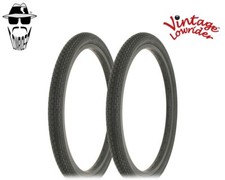 2 VINTAGE LOWRIDER 20"x 1.75" BICYCLE SMALL MINI BRICK TIRE BLACK/BLACK SIDEWALL