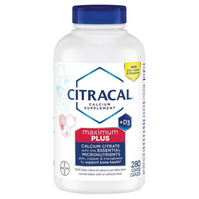 Citracal Maximum Plus Calcium Citrate + D3, 280 Caplets - Fresh - Free Shipping!