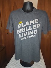 Burger King Staff Men's Gray T Shirt Size Medium Flamed Grilled Living Casual