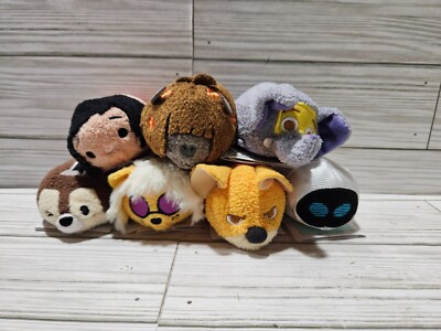 Disney Tsum Tsum Mini Plush Lot #4 Disney Store Mowgli Eve Chip Finnick Hit Cat