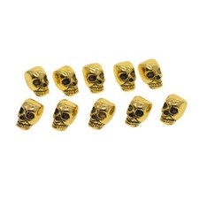 10pcs Gold Large Hole 3D Skull Spacer Loose Beads for DIY Necklace Bracelet